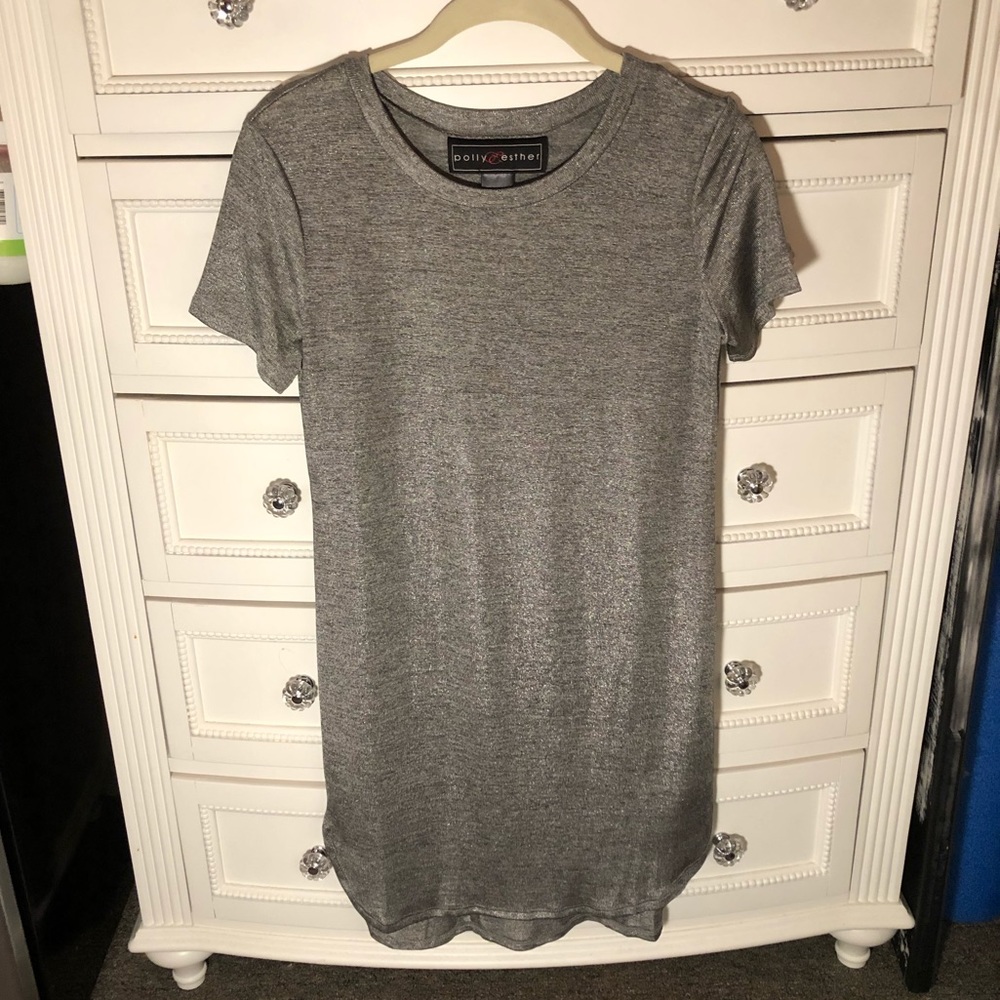 Sheer/polyester silver dress